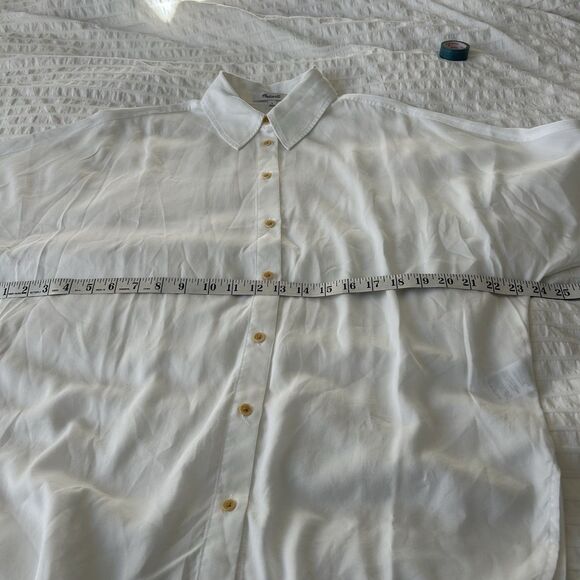Madewell Relaxed Dolman Button-Up Shirt Size S White Sheer Coastal Prep Classic - Picture 14 of 16